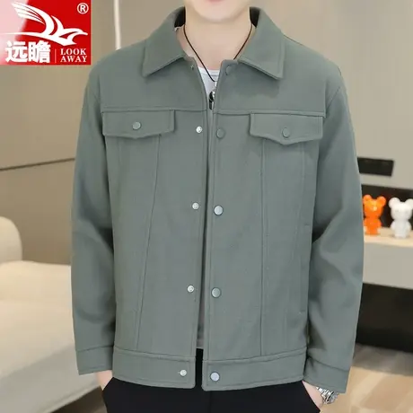 秋季毛呢男士外套潮牌翻领休闲夹克2023新款春秋时尚简约上衣男款商品大图