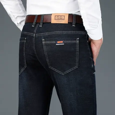 秋冬季男裤加厚商务牛仔裤男士中年爸爸休闲长裤冬天裤子直筒宽松商品大图