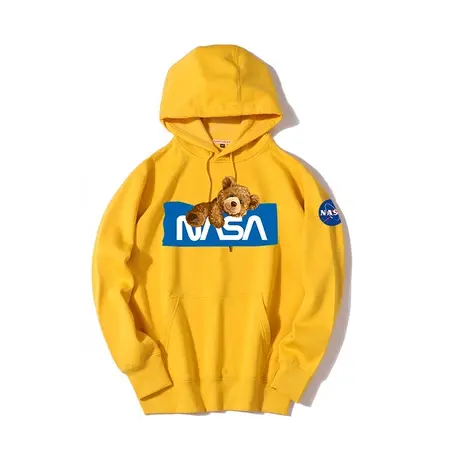 秀洛NASA潮牌小熊春秋季黑色卫衣男连帽情侣宽松潮ins上衣服男装图片