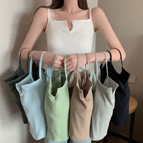 V领美背吊带小背心女装2023年夏季新款内搭网红爆款无袖短款上衣图片