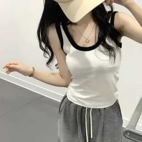 夏季外穿冰丝针织吊带背心女内搭设计感小众打底衫薄款无袖上衣潮图片