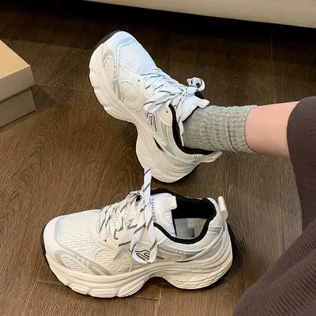 老爹鞋女2024新款春秋厚底运动休闲鞋轻便超火百搭ins松糕小白鞋图片