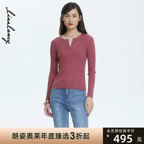 LANCY/朗姿22春夏新款女士长袖通勤时尚针织衫商场同款专柜正品图片