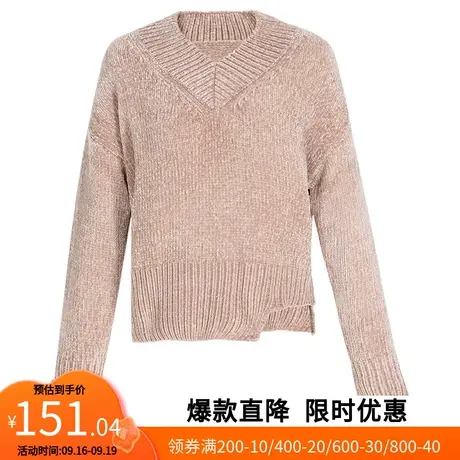 【艾格】2023春季新款超火的针织衫女舒适绵软不规则上衣潮图片