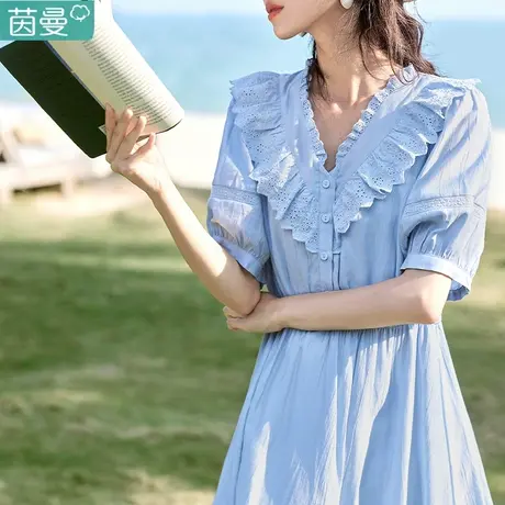 茵曼官方旗舰店多巴胺甜妹风法式连衣裙仙女2023夏季新款裙子长裙商品大图