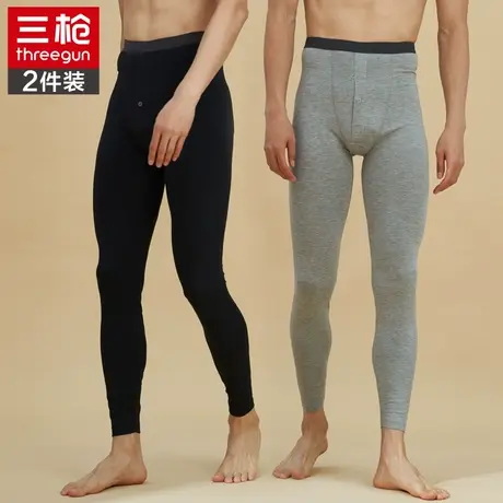 三枪秋冬男棉质睡裤薄款休闲长裤居家防寒打底紧身弹力透气秋裤图片
