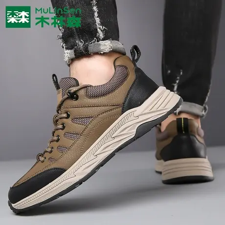 木林森男鞋秋季新款运动皮鞋男士一脚蹬户外休闲鞋软底劳保登山鞋商品大图