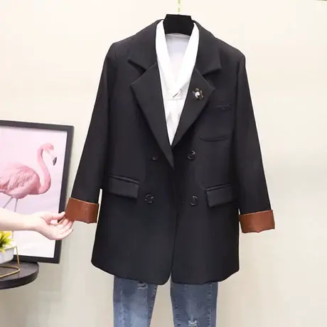 欧洲站春秋季新款韩版袖口翻边气质西装女时尚英伦风小西服外套潮商品大图