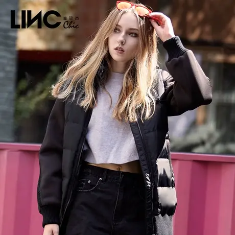 断码清仓LINC金羽杰羽绒服女2023冬季新款反季短款女款夹克羽绒服商品大图