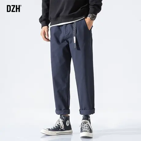 男士藏青色直筒休闲裤男潮流韩版春夏款日系工装裤宽松长裤男款商品大图