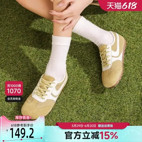 戈美其真皮复古德训鞋女2025春季新款小众设计感系带百搭休闲板鞋商品大图