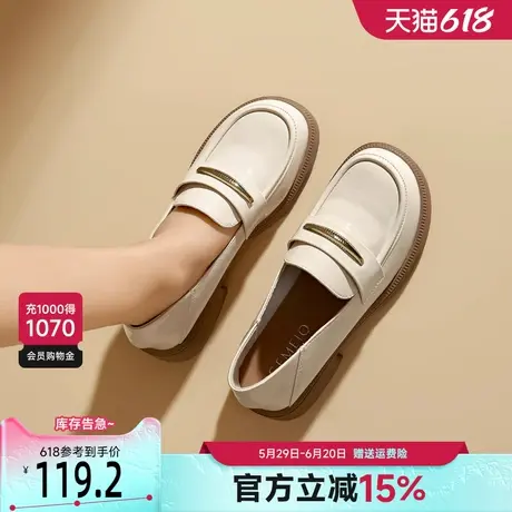 戈美其学院风小皮鞋女2025春季新款金属扣饰百搭通勤女鞋乐福鞋子商品大图