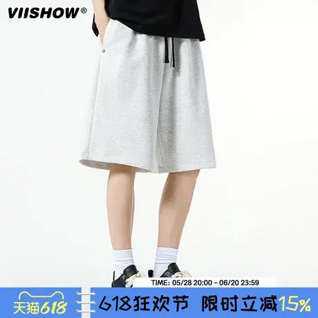 VIISHOW夏季潮牌松紧腰休闲短裤男简约美式运动宽松直筒五分卫裤商品大图