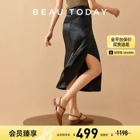 【清仓款】BeauToday包头罗马凉鞋女款夏凉鞋女法式真皮凉鞋平跟商品大图