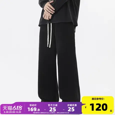 唐狮2025春秋新款牛仔裤男宽松直筒纯色休闲潮流百搭阔腿长裤子GT图片