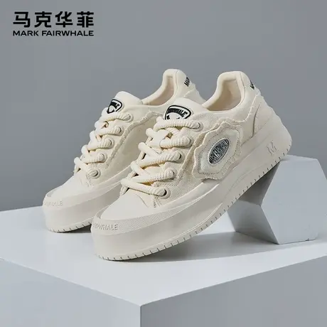 马克华菲帆布鞋男款2025新款厚底饼干鞋男鞋夏季透气板鞋小白潮鞋图片