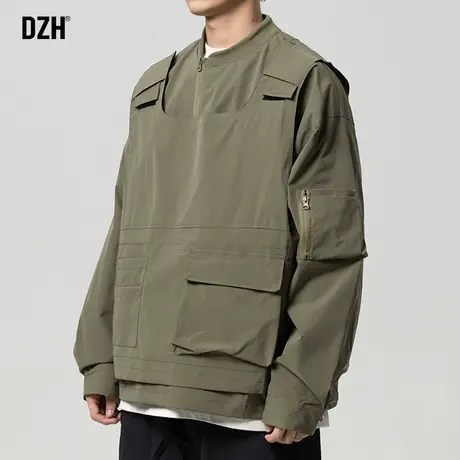 男士工装棒球服外套男春秋款高级感可拆卸马甲背心夹克二合一上衣商品大图