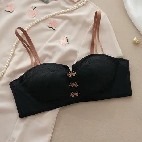 无肩带内衣小胸显大不掉聚拢防滑夏季胸罩女蹦迪不掉露背文胸套装图片