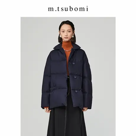 m.tsubomi/2023冬季新款衬衫领羽绒服O型微通勤职业感抗皱外套女商品大图