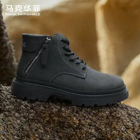 马克华菲马丁靴男士2025秋季新款高端侧拉链工装短靴厚底增高男靴商品大图