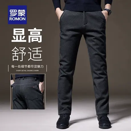 罗蒙2025新款磨毛休闲裤男士秋冬季修身直筒西裤百搭长裤子男N1Z商品大图