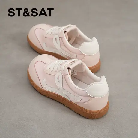 星期六粉红色德训鞋女新款春季平底百搭芭蕾女士单鞋显脚小配裙子商品大图