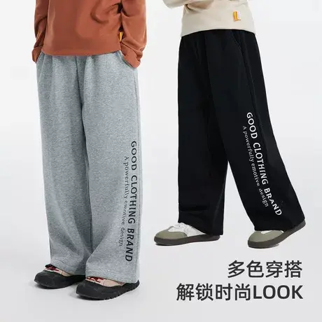 雪中飞儿童裤子童装男童加绒裤子休闲加厚字母运动裤2026新款外套图片