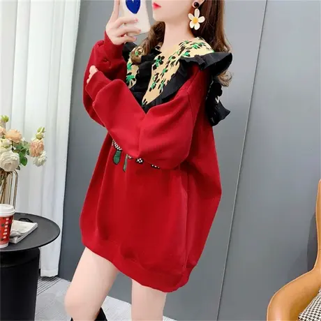 设计感娃娃领加绒加厚减龄卫衣女秋冬2022年新款宽松甜美上衣外套商品大图