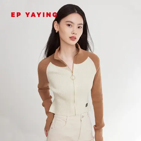 EP YAYING雅莹女装 短款弹力修身羊毛针织开衫 2023秋冬新款9137A图片