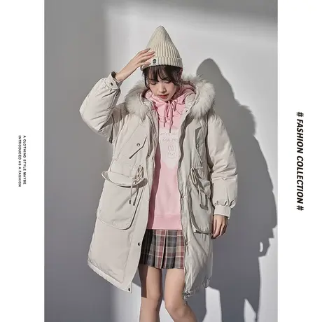 [商场同款]唐狮冬季羽绒服女大口袋派克羽绒服休闲加厚保暖羽绒图片