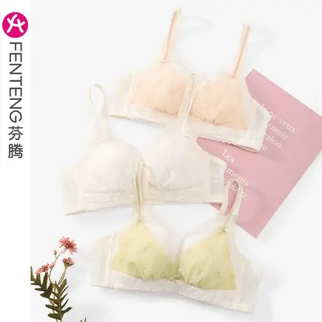 芬腾女士内衣夏季薄款无钢圈性感蕾丝透气聚拢上托防下垂少女文胸图片