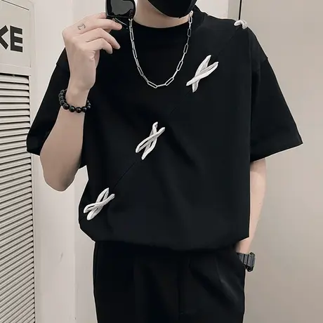 夏季T恤男潮牌发型师高级感穿搭短袖设计男装2023新款夏装半袖t商品大图