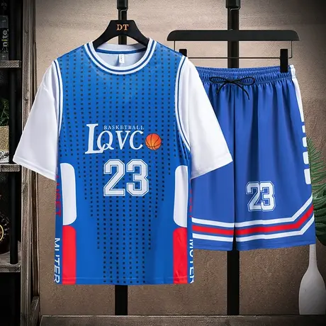 13青少年运动套装男孩12-15岁初中学生短袖t恤16大童夏装篮球衣服商品大图