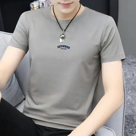 莫代尔冰丝t恤男士短袖潮流百搭夏季上衣服凉感半袖透气速干体恤商品大图