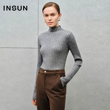 INSUN恩裳线上专选冬季美丽诺羊毛肌理感毛针织衫图片