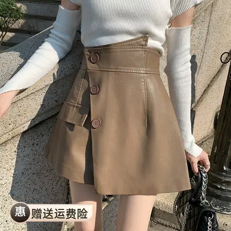 秋冬款2022年新款皮裤短裤设计感外穿休闲显瘦高腰时尚白搭皮裤裙图片