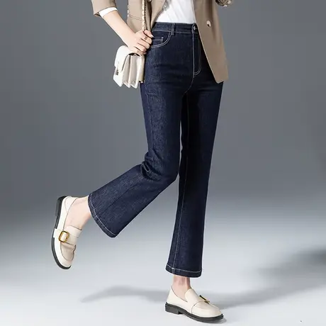 高腰微喇牛仔裤女2024年新款烟管女裤春秋裤子女喇叭裤秋冬九分裤商品大图