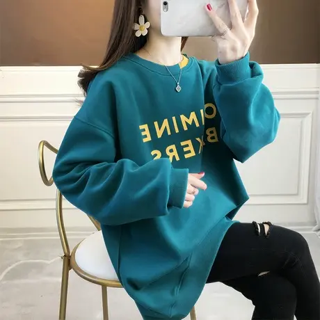 早秋装卫衣女春秋季韩版宽松中长款薄款ins超火假两件上衣外套潮图片