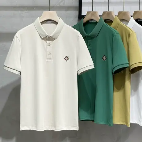 夏季保罗polo衫翻领短袖t恤男装白色上衣服潮牌有领半袖带领体恤商品大图