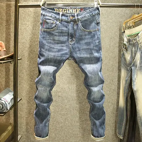 美式复古耐磨牛仔裤2024新款男春季小直筒裤子潮牌男高端水洗长裤商品大图