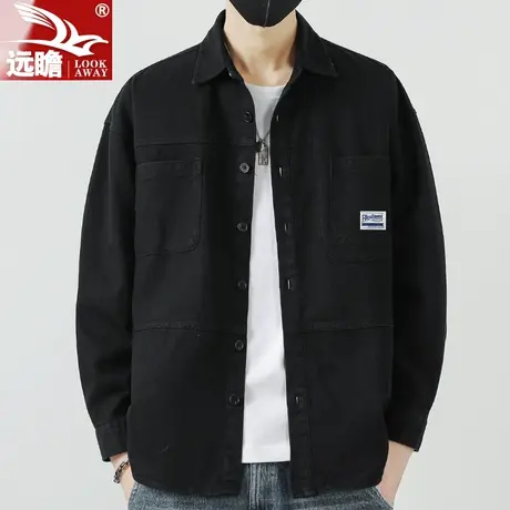 男士长袖衬衫纯棉百搭休闲工装衬衣春秋季夹克外套男翻领上衣男款图片