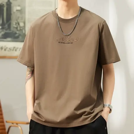 夏季圆领印花短袖T恤男士情侣装衣服潮流2024新款男装夏天体恤衫商品大图