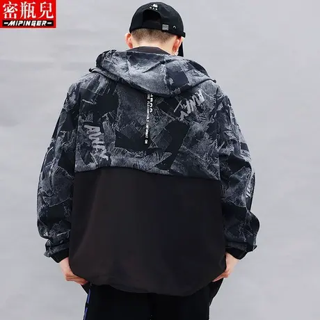 密瓶儿风衣男宽松秋季男士潮牌加肥加大胖子肥佬上衣夹克男装外套商品大图