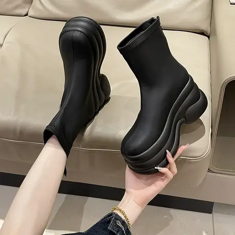 小个子马丁靴女2025新款春秋冬季增高瘦瘦靴松糕厚底高跟短靴子女商品大图