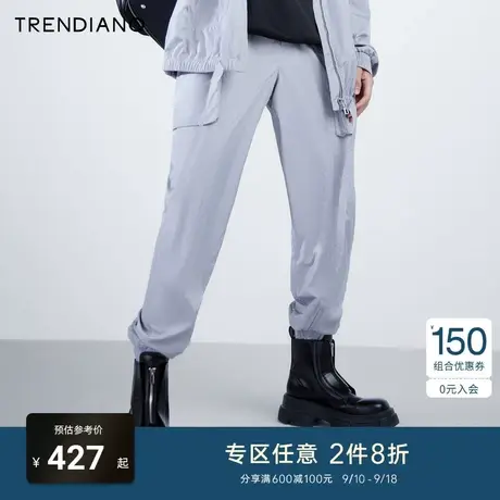 TRENDIANO新款秋冬机能风束脚裤男士拉链宽松中腰长裤工装裤商品大图