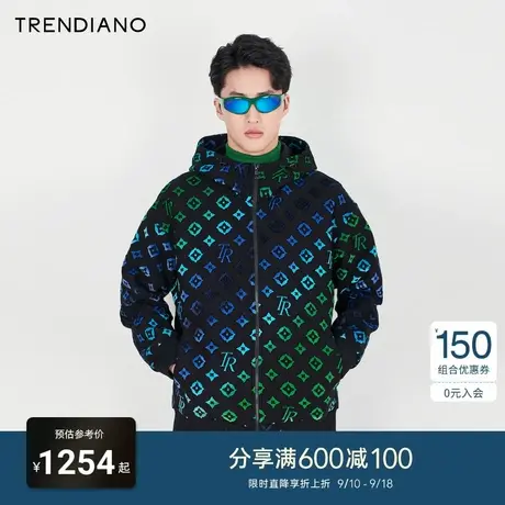TRENDIANO官方男装2023春季新款渐变连帽棉衣外套男图片