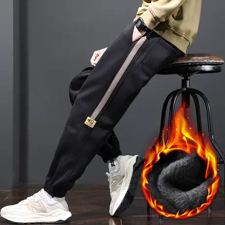 冬天加棉裤冬季男装束脚加绒加厚防寒休闲裤子运动秋冬款男生卫裤商品大图