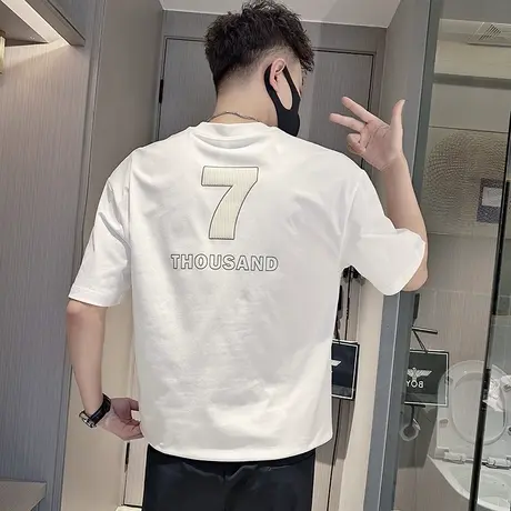 夏季T恤男ins潮牌短袖男装2023新款半截袖痞帅气夏装简约百搭半袖商品大图