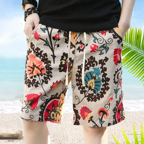 沙滩裤男夏季休闲花短裤潮流居家五分裤宽松可下水薄款速干大裤衩商品大图