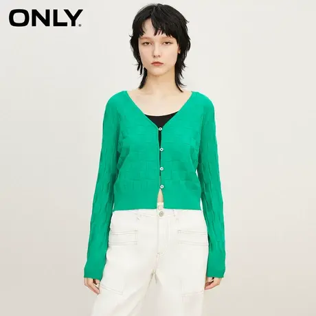 【CC家居控】ONLY夏季休闲格纹满印含羊毛短款针织衫女商品大图
